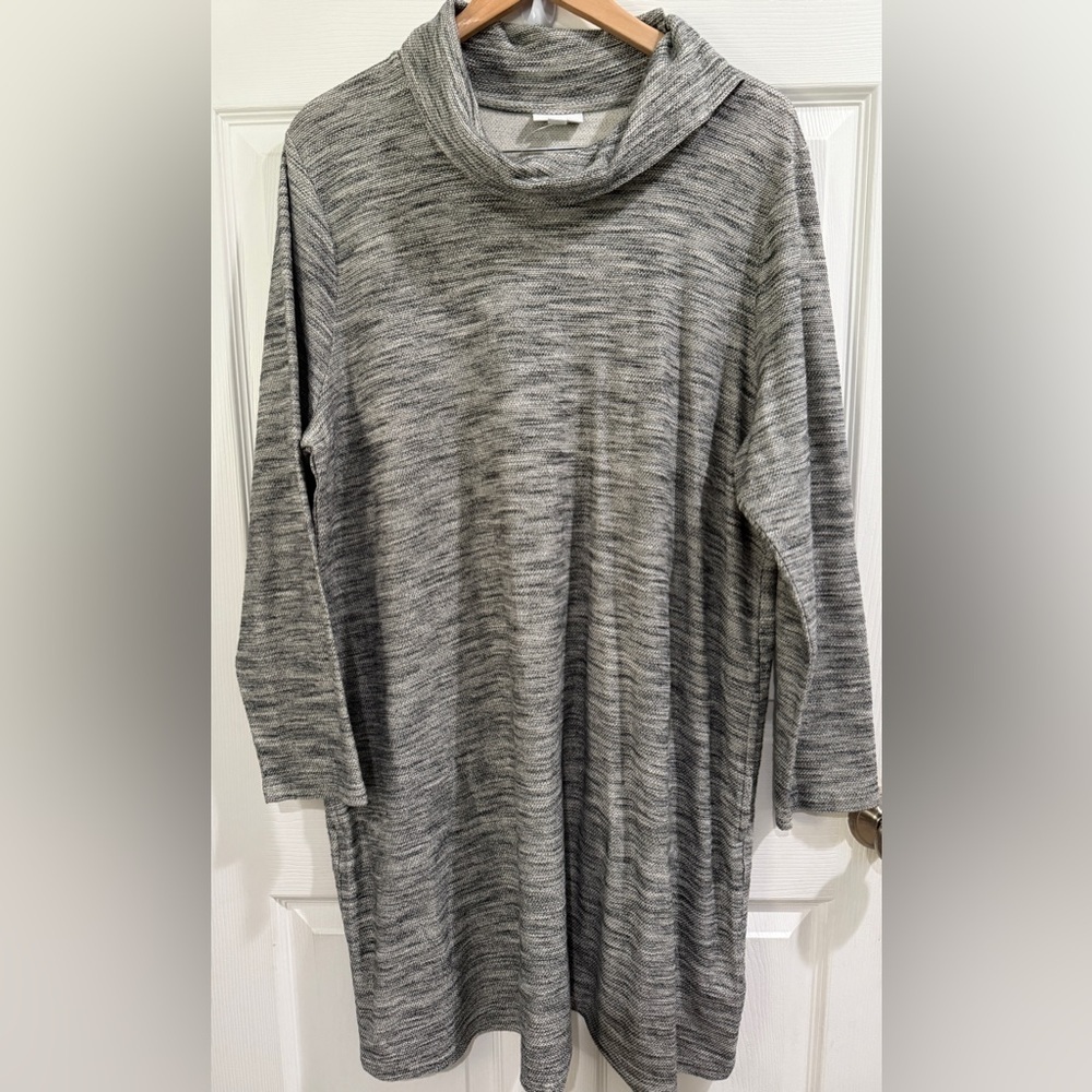 Pure Jill Gray 3/4 Sleeve 100% Cotton Pont Knit Cowl Neck Sweater Dress NWT XL - Picture 2 of 7